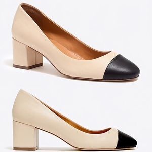 J. Crew Bryan Cap-Toe Leather Block Heels